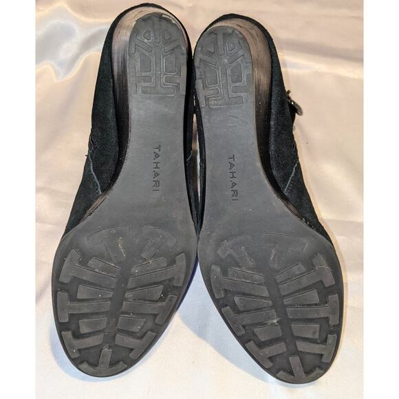 Tahari Simon Women's Black Suede Wedge Ankle Boots Booties Side Zip Size 9M - Picture 7 of 8